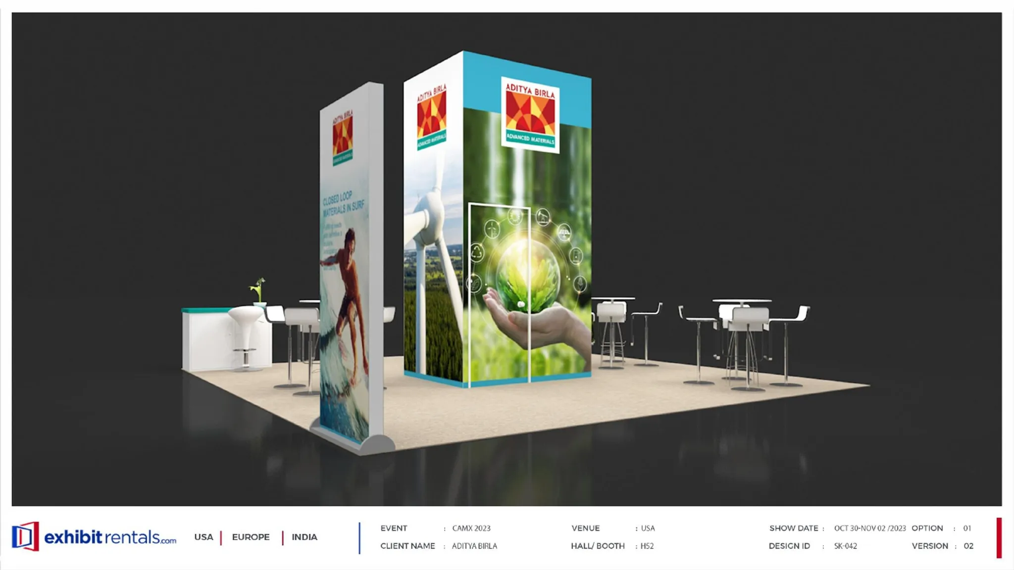 20x20 Island booth design by Exhibit-Rentals